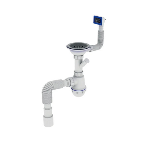 Сифон для кухні Zerix SK-02-B 3 1/2"x40  з різьбовим випуском та відведенням для пральної машини 