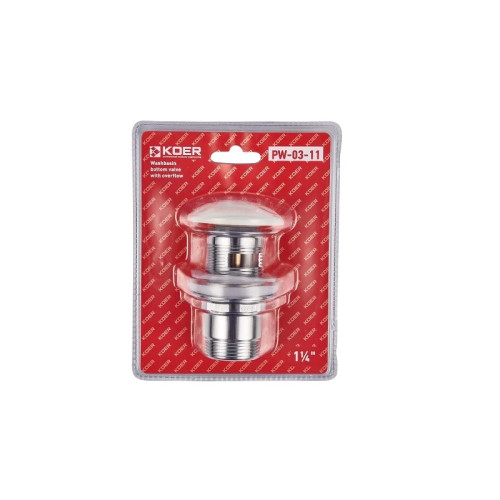 Донний клапан для умивальника Koer PW-03-11 1 1/4'' (KR3397) з переливом, кнопка 