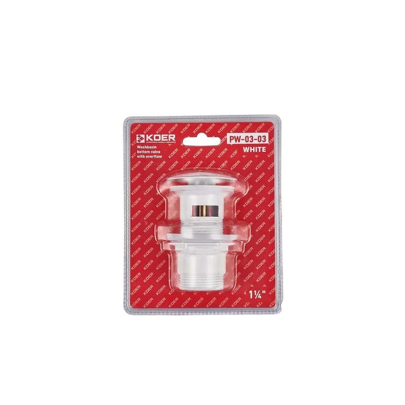 Донний клапан для умивальника Koer PW-03-03 1 1/4'' (KR3395) з переливом, кнопка 