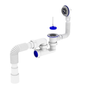 Сифон для ванної Zerix SV-02-A 1 1/2" з ревізією, випуском та переливом 