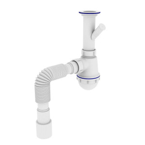 Сифон для кухни Zerix SK-01-B 1 1/2"x40 с литым выпуском и отводом для стиральной машины.