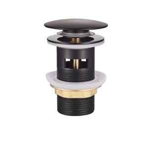 Донный клапан для умывальника с переливом Champion POP-UP-01 Black 1 1/4'' (кнопка)