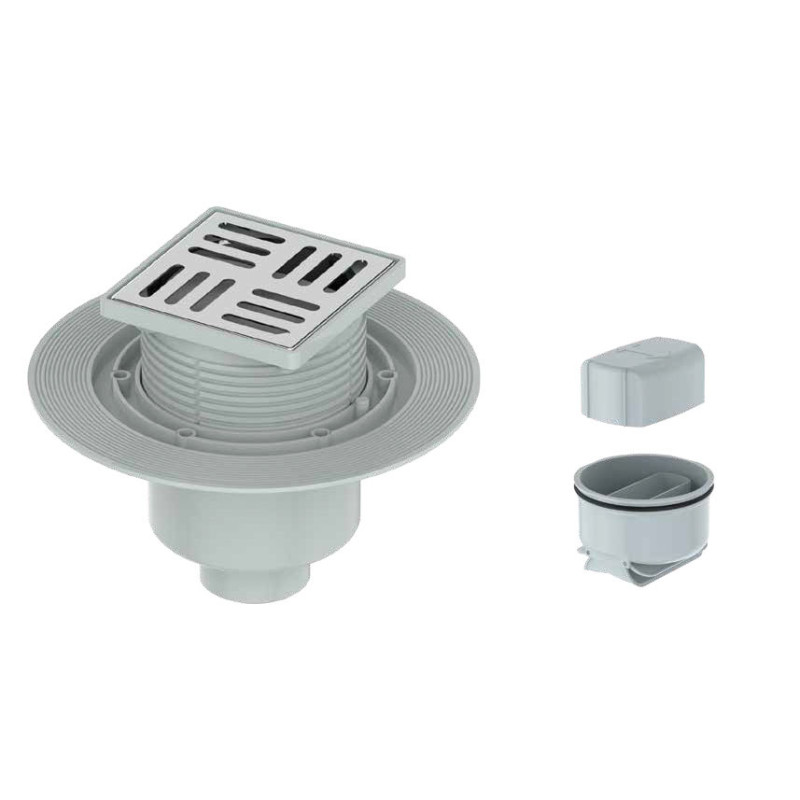 Душовий трап Koer FD14-100x100-180 SUS304 (AC0662) нержавіюча сталь, прямий відвід  