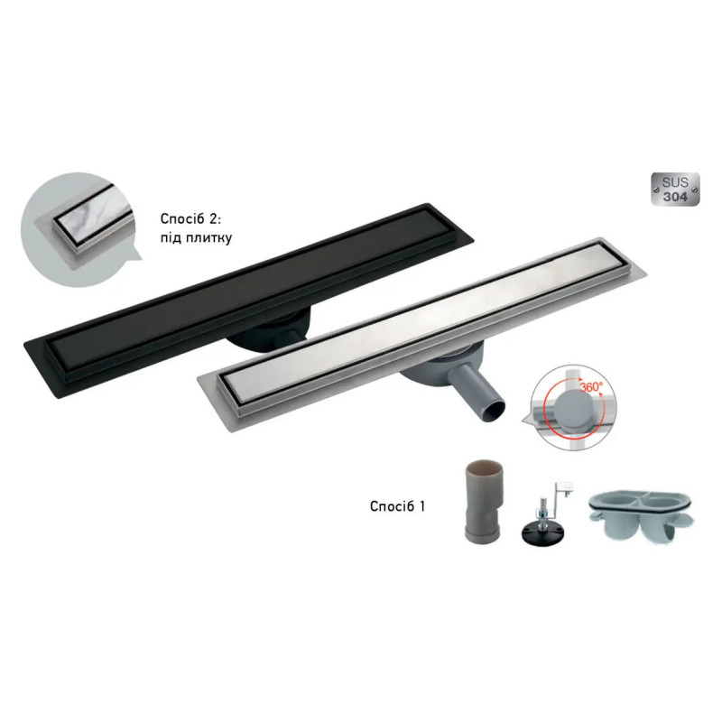 Душовий трап Koer FD29-70x1000 SUS304 (KR4750) нержавіюча сталь  