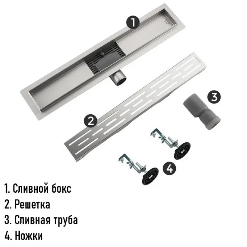 Душовий трап OCEAN 1 (70x500 мм) нержавіюча сталь 