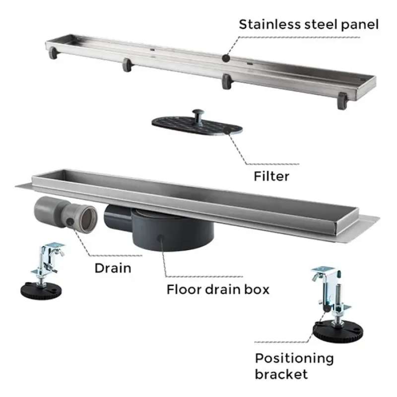 Душевой трап OCEAN 4 (70x800 мм) нержавеющая сталь (под плитку)