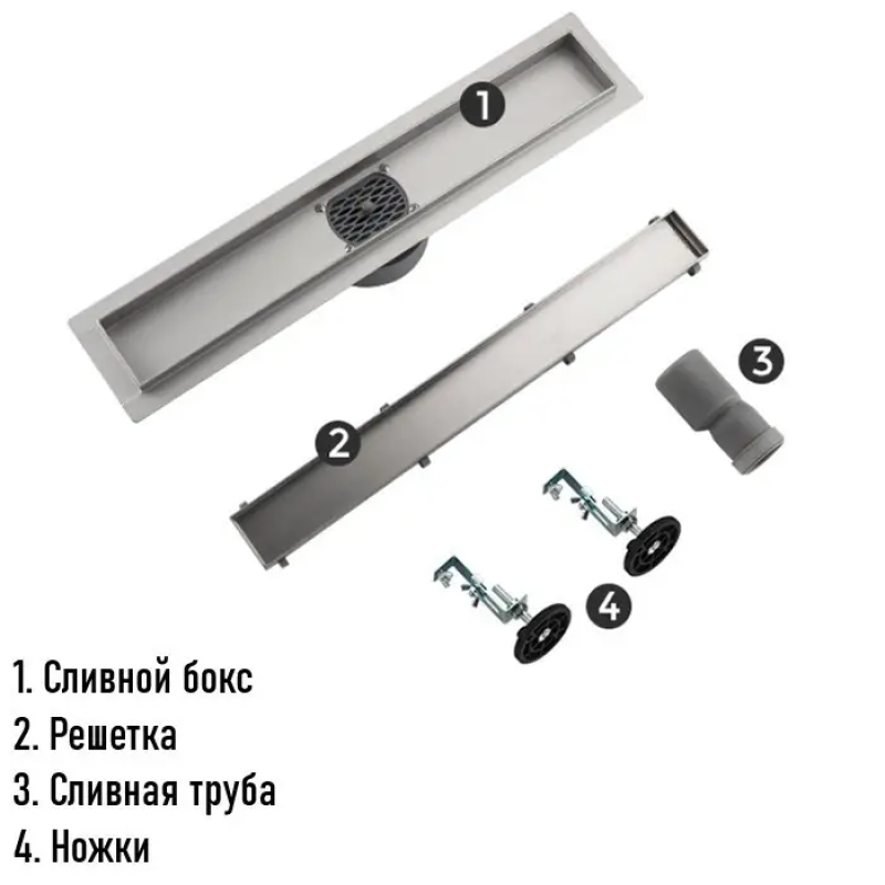 Душевой трап OCEAN 4 (70x800 мм) нержавеющая сталь (под плитку)