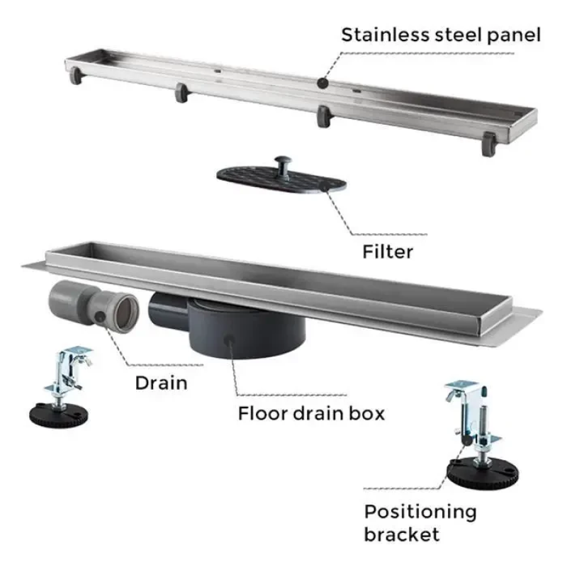 Душовий трап OCEAN 4 (70x400 мм) нержавіюча сталь  