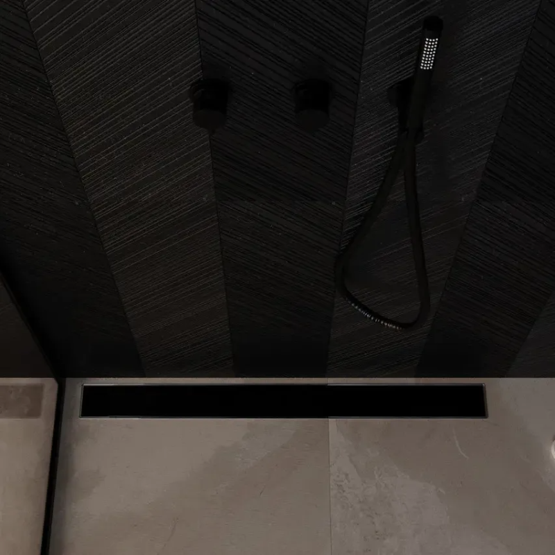 Душовий трап OCEAN 4 Glass Black (70x700 мм) нержавіюча сталь   