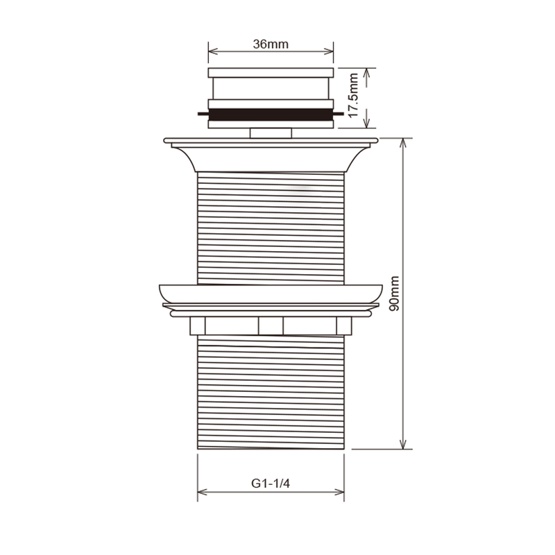 Донный клапан для раковины Mixxus POP-UP-09 GRAY 1 1/4'' СLICK-СLACK без перелива, автоматический, графитовая керамическая накладка