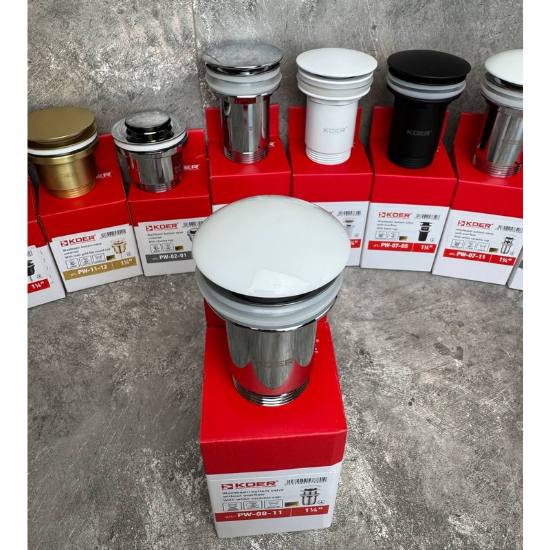 Донный клапан для раковины Koer PW-08-11 1 1/4'' СLICK-СLACK без перелива автоматический