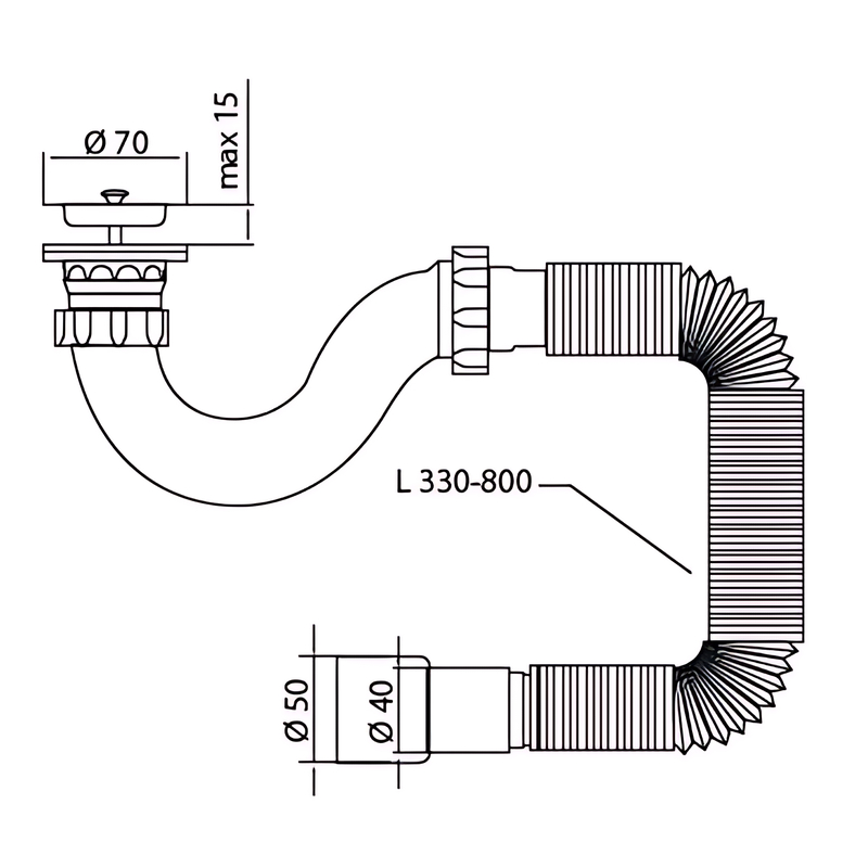 Сифон для душового піддона Mixxus SD-04 з нержавіючим випуском