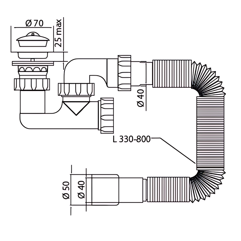 Сифон для душового піддона Mixxus SD-02 з ревізією та нержавіючим випуском