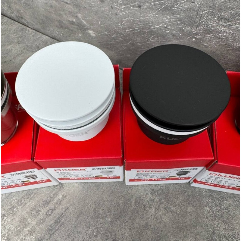 Донный клапан для раковины Koer PW-11-03 1 1/4'' СLICK-СLACK универсальный, белый