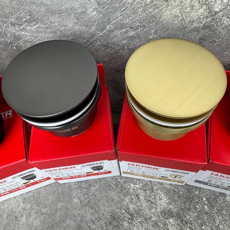 Донний клапан для раковини Koer PW-11-07 1 1/4''  СLICK-СLACK універсальний, графіт 