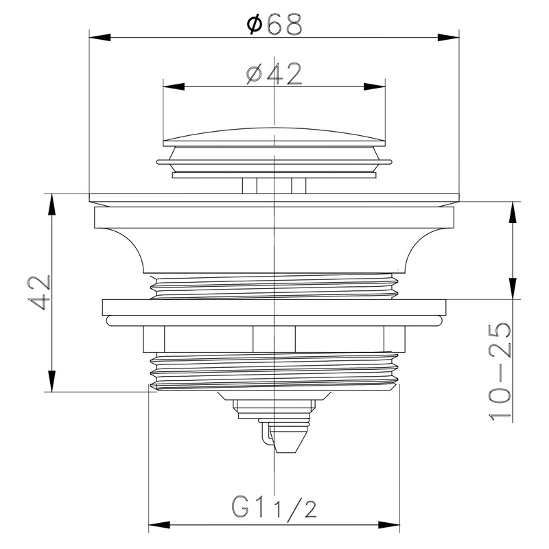 Донный клапан для ванны Zerix BV-07 1 1/2'' СLICK-СLACK автоматический, хром