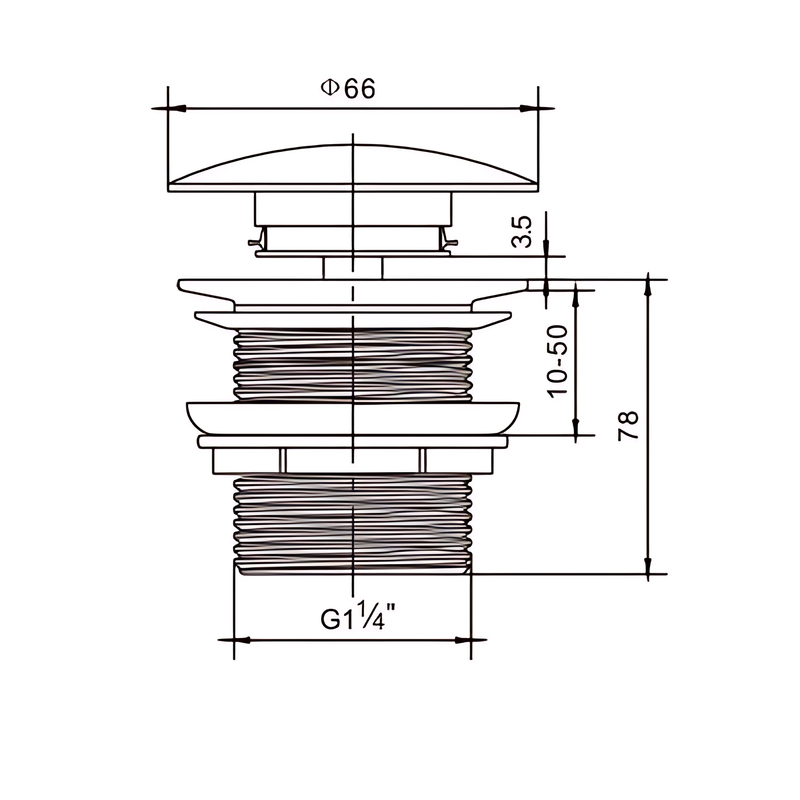 Донний клапан для раковини Mixxus POP-UP-09 BLACK 1 1/4'' СLICK-СLACK автоматичний, чорна керамічна накладка  