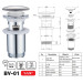 Донный клапан для раковины Zerix BV-01 1 1/4'' СLICK-СLACK с переливом, автоматический, хром