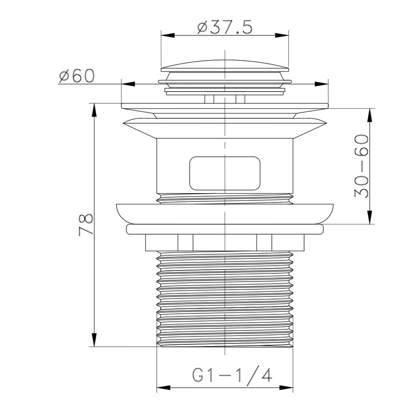 Донный клапан для раковины Zerix BV-05 1 1/4''СLICK-СLACK с автоматическим переливом, хром