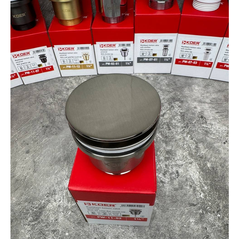 Донный клапан для раковины Koer PW-11-02 1 1/4'' СLICK-СLACK SS COLOR универсальный 