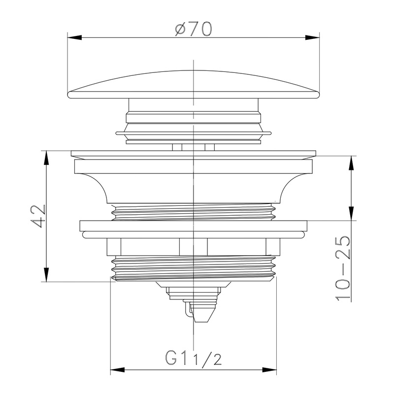 Донный клапан для ванны Zerix BV-08 1 1/2'' СLICK-СLACK автоматический, хром