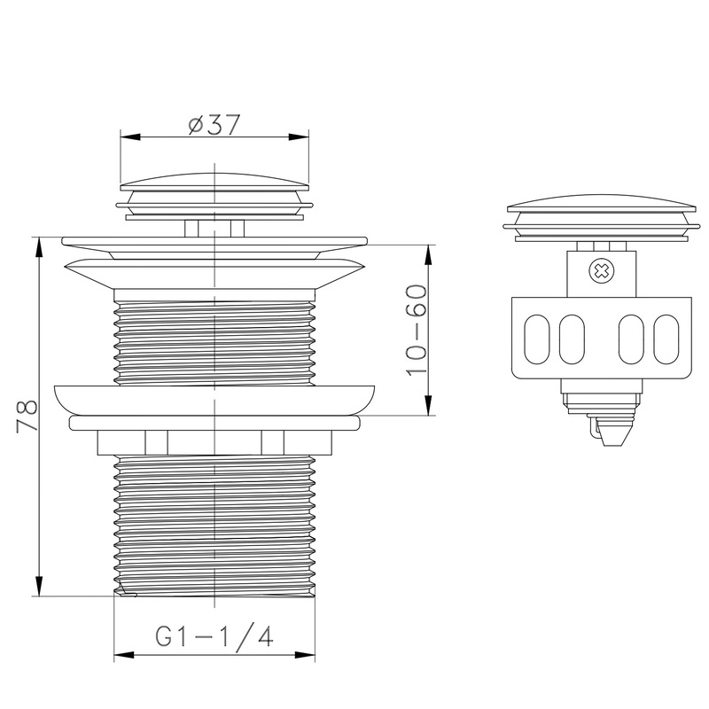 Донный клапан для раковины Zerix BV-06 1 1/4'' СLICK-СLACK без перелива, автоматический, хром