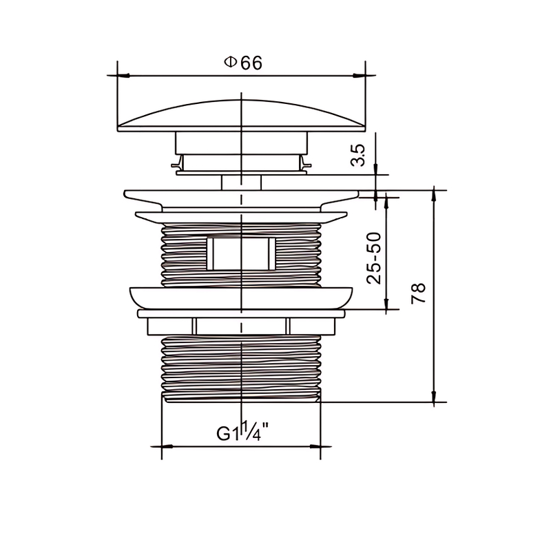 Донний клапан для раковини Mixxus POP-UP-08 WHITE СLICK-СLACK  1 1/4'' з переливом, автоматичний 