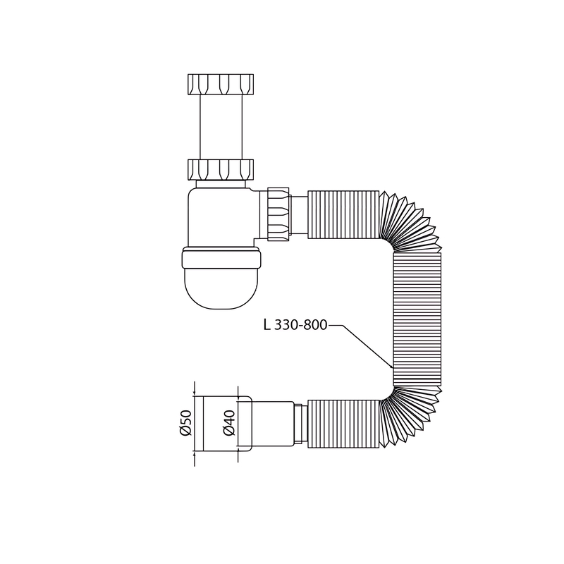 Сифон для умывальника Mixxus SU-05-A 1 1/2"x40, 40*40/50 без выпуска