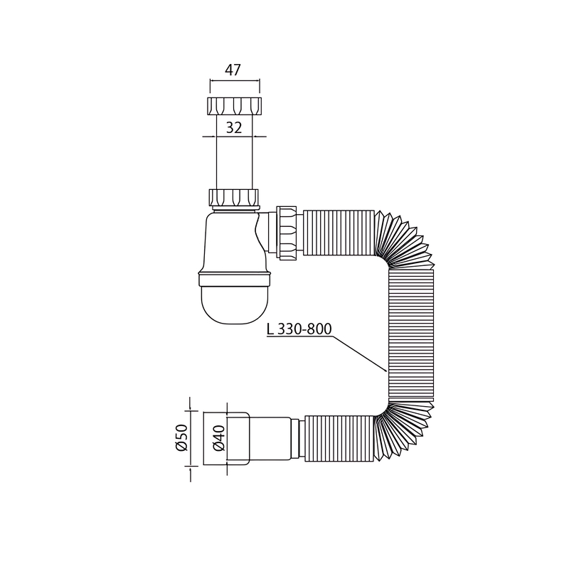 Сифон для умивальника Mixxus SU-04-A 1 1/4"x32, 32*40/50 без випуску 