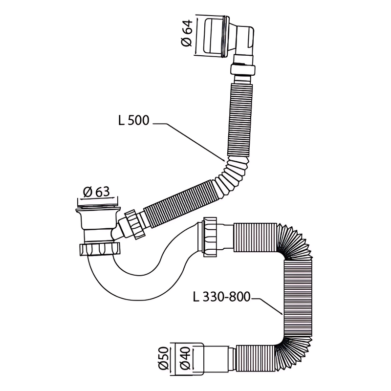 Сифон для ванни Mixxus SV-03-A 1 1/2" прямоточний з пластиковим випуском та переливом