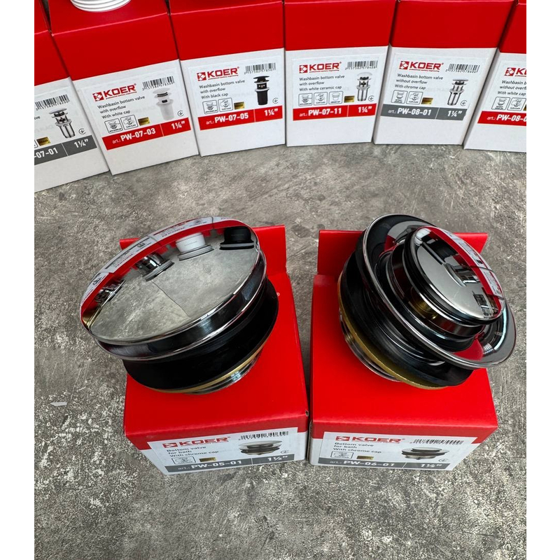 Донный клапан для ванны Koer PW-06-01 1 1/2'' СLICK-СLACK автоматический, хром