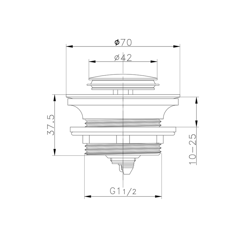 Донный клапан для ванны Koer PW-06-01 1 1/2'' СLICK-СLACK автоматический, хром