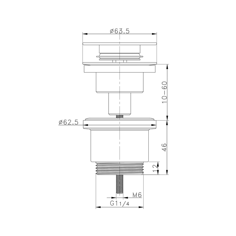 Донный клапан для раковины Koer PW-11-12 1 1/4'' СLICK-СLACK универсальный золотой матовый
