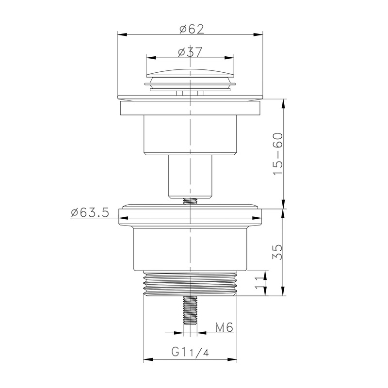 Донный клапан для раковины Zerix BV-04 1 1/4'' СLICK-СLACK универсальный, хром