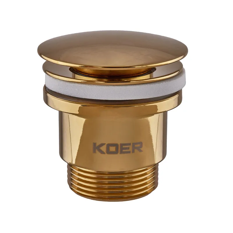 Донний клапан для раковини Koer PW-01-12 1 1/4'' СLICK-СLACK універсальний, автоматичний, золото матове 