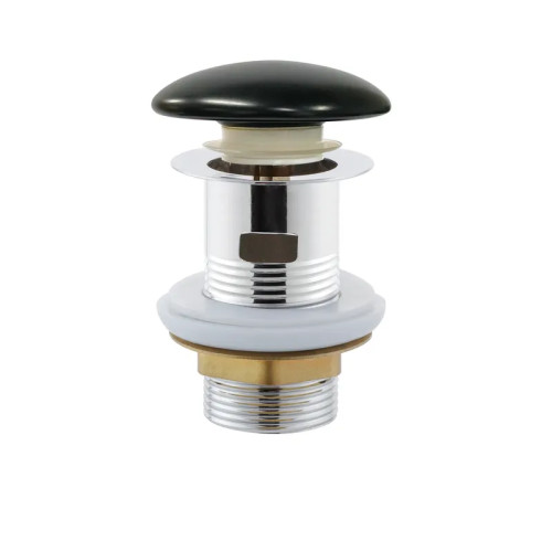 Донний клапан для раковини Mixxus POP-UP-08 BLACKСLICK-СLACK 1 1/4'' з переливом, автоматичний, чорна керамічна накладка 