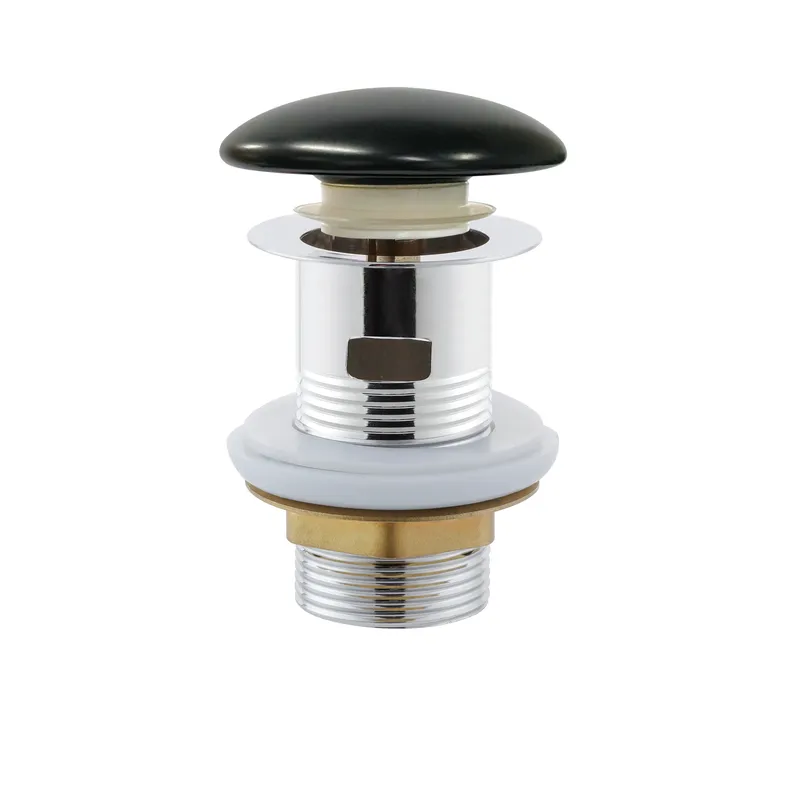 Донний клапан для раковини Mixxus POP-UP-08 BLACKСLICK-СLACK 1 1/4'' з переливом, автоматичний, чорна керамічна накладка 