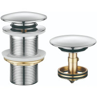 Донный клапан для раковины Koer PW-12-01 1 1/4'' СLICK-СLACK без перелива, автоматический, хром