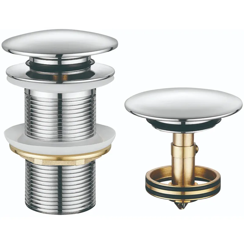 Донный клапан для раковины Koer PW-12-01 1 1/4'' СLICK-СLACK без перелива, автоматический, хром