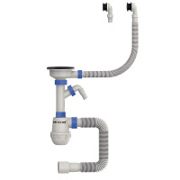 Сифон для кухні Mixxus SK-06-BL 3 1/2"x40 з відведенням для пральної машини,круглий перелив 