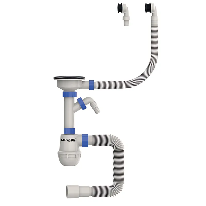 Сифон для кухні Mixxus SK-06-BL 3 1/2"x40 з відведенням для пральної машини,круглий перелив 