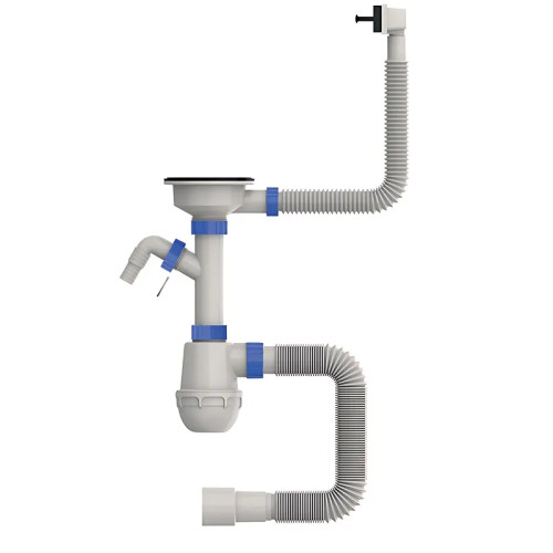 Сифон для кухні Mixxus SK-05-BL 3 1/2"x40 з відведенням для пральної машини, прямокутний перелив 