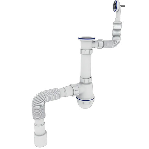 Сифон для кухни Zerix SK-04-В 1 1/2"x40 с резьбовым выпуском и круглым переливом