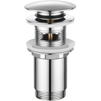 Донный клапан для раковины Koer PW-07-01 1 1/4'' СLICK-СLACK с переливом, автоматический, хром