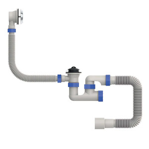 Сифон для ванни Mixxus SV-02-A 1 1/2" з ревізією, випуском та переливом