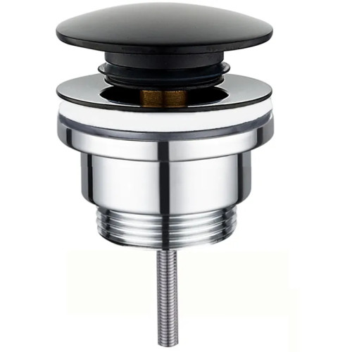 Донный клапан для раковины Zerix BV-03 BLACK 1 1/4'' СLICK-СLACK универсальный, черный