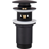 Донний клапан для раковини Koer PW-07-05 1 1/4''  СLICK-СLACK з переливом, автоматичний, чорний 