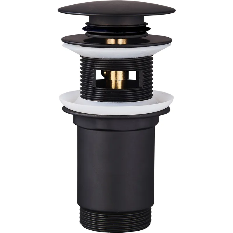 Донний клапан для раковини Koer PW-07-05 1 1/4''  СLICK-СLACK з переливом, автоматичний, чорний 