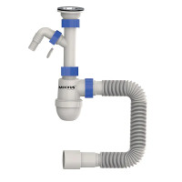 Сифон для умивальника Mixxus SU-02-B 1 1/2"x40 з відводом для пральної машини, литий випуск