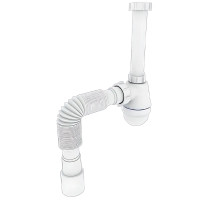 Сифон для раковины Zerix SU-03-В 1 1/4'' без выпуска, с ревизией, белый.